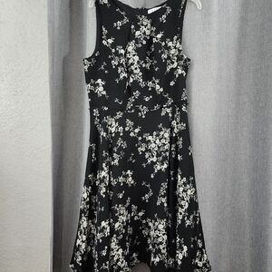 Floral Black and White Dress